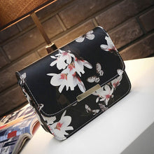 Load image into Gallery viewer, Women Floral leather Shoulder Bag Satchel Handbag Retro Messenger Bag Famous Designer Clutch Shoulder Bags Bolsa Bag Black White