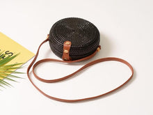 Load image into Gallery viewer, Woven Rattan Bag Round Straw Shoulder Bag Small Beach HandBags Women Summer Hollow Handmade Messenger Crossbody Bags