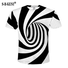 Load image into Gallery viewer, 2018 Newest Summer Style Fashion Print Short sleeved Tees Men Black And White Vertigo Hypnotic colorful Printing 3D T shirt