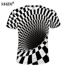 Load image into Gallery viewer, 2018 Newest Summer Style Fashion Print Short sleeved Tees Men Black And White Vertigo Hypnotic colorful Printing 3D T shirt