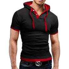 Load image into Gallery viewer, Men's T Shirt 2019 Summer Slim Fitness Hooded Short-Sleeved Tees Male Camisa Masculina Sportswer T-Shirt Slim Tshirt Homme 5XL