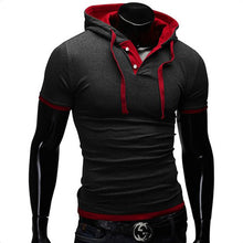 Load image into Gallery viewer, Men's T Shirt 2019 Summer Slim Fitness Hooded Short-Sleeved Tees Male Camisa Masculina Sportswer T-Shirt Slim Tshirt Homme 5XL