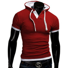 Load image into Gallery viewer, Men's T Shirt 2019 Summer Slim Fitness Hooded Short-Sleeved Tees Male Camisa Masculina Sportswer T-Shirt Slim Tshirt Homme 5XL