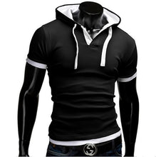 Load image into Gallery viewer, Men's T Shirt 2019 Summer Slim Fitness Hooded Short-Sleeved Tees Male Camisa Masculina Sportswer T-Shirt Slim Tshirt Homme 5XL