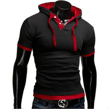 Load image into Gallery viewer, Men's T Shirt 2019 Summer Slim Fitness Hooded Short-Sleeved Tees Male Camisa Masculina Sportswer T-Shirt Slim Tshirt Homme 5XL