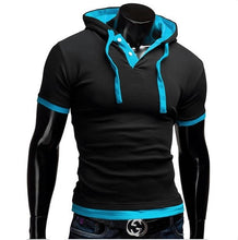 Load image into Gallery viewer, Men's T Shirt 2019 Summer Slim Fitness Hooded Short-Sleeved Tees Male Camisa Masculina Sportswer T-Shirt Slim Tshirt Homme 5XL