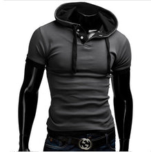 Load image into Gallery viewer, Men's T Shirt 2019 Summer Slim Fitness Hooded Short-Sleeved Tees Male Camisa Masculina Sportswer T-Shirt Slim Tshirt Homme 5XL