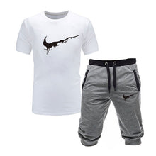 Load image into Gallery viewer, 2019 New Men Fashion Two Pieces Sets T Shirts+Shorts Suit Men Summer Tops Tees Fashion Tshirt High Quality men clothing