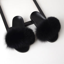 Load image into Gallery viewer, SARSALLYA Fur Slippers Women Real Fox Fur Slides Home Furry Flat Sandals Female Cute Fluffy House Shoes Woman Brand Luxury 2019