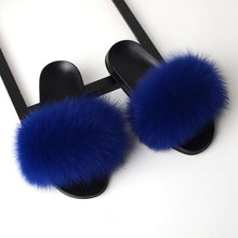 Load image into Gallery viewer, SARSALLYA Fur Slippers Women Real Fox Fur Slides Home Furry Flat Sandals Female Cute Fluffy House Shoes Woman Brand Luxury 2019