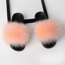 Load image into Gallery viewer, SARSALLYA Fur Slippers Women Real Fox Fur Slides Home Furry Flat Sandals Female Cute Fluffy House Shoes Woman Brand Luxury 2019