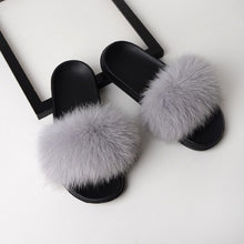 Load image into Gallery viewer, SARSALLYA Fur Slippers Women Real Fox Fur Slides Home Furry Flat Sandals Female Cute Fluffy House Shoes Woman Brand Luxury 2019