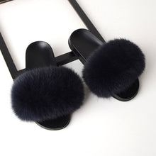 Load image into Gallery viewer, SARSALLYA Fur Slippers Women Real Fox Fur Slides Home Furry Flat Sandals Female Cute Fluffy House Shoes Woman Brand Luxury 2019