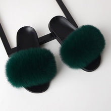 Load image into Gallery viewer, SARSALLYA Fur Slippers Women Real Fox Fur Slides Home Furry Flat Sandals Female Cute Fluffy House Shoes Woman Brand Luxury 2019
