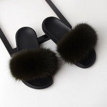 Load image into Gallery viewer, SARSALLYA Fur Slippers Women Real Fox Fur Slides Home Furry Flat Sandals Female Cute Fluffy House Shoes Woman Brand Luxury 2019