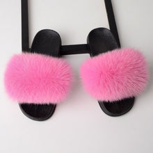 Load image into Gallery viewer, SARSALLYA Fur Slippers Women Real Fox Fur Slides Home Furry Flat Sandals Female Cute Fluffy House Shoes Woman Brand Luxury 2019