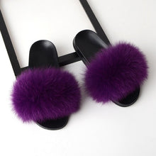 Load image into Gallery viewer, SARSALLYA Fur Slippers Women Real Fox Fur Slides Home Furry Flat Sandals Female Cute Fluffy House Shoes Woman Brand Luxury 2019