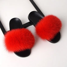 Load image into Gallery viewer, SARSALLYA Fur Slippers Women Real Fox Fur Slides Home Furry Flat Sandals Female Cute Fluffy House Shoes Woman Brand Luxury 2019
