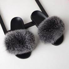 Load image into Gallery viewer, SARSALLYA Fur Slippers Women Real Fox Fur Slides Home Furry Flat Sandals Female Cute Fluffy House Shoes Woman Brand Luxury 2019