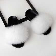 Load image into Gallery viewer, SARSALLYA Fur Slippers Women Real Fox Fur Slides Home Furry Flat Sandals Female Cute Fluffy House Shoes Woman Brand Luxury 2019