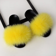 Load image into Gallery viewer, SARSALLYA Fur Slippers Women Real Fox Fur Slides Home Furry Flat Sandals Female Cute Fluffy House Shoes Woman Brand Luxury 2019