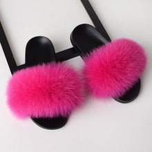 Load image into Gallery viewer, SARSALLYA Fur Slippers Women Real Fox Fur Slides Home Furry Flat Sandals Female Cute Fluffy House Shoes Woman Brand Luxury 2019
