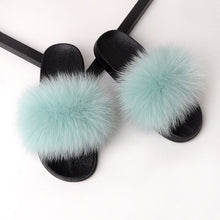 Load image into Gallery viewer, SARSALLYA Fur Slippers Women Real Fox Fur Slides Home Furry Flat Sandals Female Cute Fluffy House Shoes Woman Brand Luxury 2019