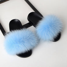 Load image into Gallery viewer, SARSALLYA Fur Slippers Women Real Fox Fur Slides Home Furry Flat Sandals Female Cute Fluffy House Shoes Woman Brand Luxury 2019