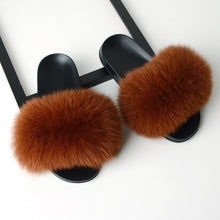 Load image into Gallery viewer, SARSALLYA Fur Slippers Women Real Fox Fur Slides Home Furry Flat Sandals Female Cute Fluffy House Shoes Woman Brand Luxury 2019