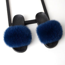 Load image into Gallery viewer, SARSALLYA Fur Slippers Women Real Fox Fur Slides Home Furry Flat Sandals Female Cute Fluffy House Shoes Woman Brand Luxury 2019