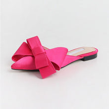 Load image into Gallery viewer, 2018 spring and summer women's shoes Korean silk satin Pointed bow tie slippers Baotou flat heel sets semi slippers