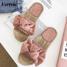 Load image into Gallery viewer, vertvie 2019 Women's Slippers Bowknot Lady Pink Slipper Summer Flat Sandals Summer Vacation Beach Casual Indoor Shoes Flip Flops