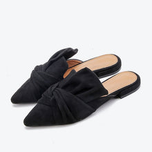 Load image into Gallery viewer, MCCKLE Women Slippers Flock Bowtie Female Mules Fashion Low Heels Shoes Pointed Toe Ladies Plus Size Elegant Woman Slipper