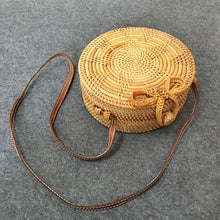 Load image into Gallery viewer, Woven Rattan Bag Round Straw Shoulder Bag Small Beach HandBags Women Summer Hollow Handmade Messenger Crossbody Bags