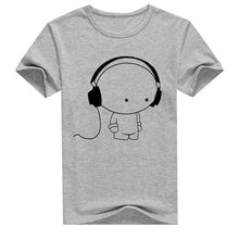 Load image into Gallery viewer, Fashion Young Men's Short Sleeve T-Shirt Headphone Man Print T-Shirt Casual Slim Fit Short Sleeve White Gray Black Dropship