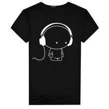 Load image into Gallery viewer, Fashion Young Men's Short Sleeve T-Shirt Headphone Man Print T-Shirt Casual Slim Fit Short Sleeve White Gray Black Dropship