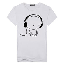 Load image into Gallery viewer, Fashion Young Men's Short Sleeve T-Shirt Headphone Man Print T-Shirt Casual Slim Fit Short Sleeve White Gray Black Dropship