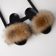 Load image into Gallery viewer, SARSALLYA Fur Slippers Women Real Fox Fur Slides Home Furry Flat Sandals Female Cute Fluffy House Shoes Woman Brand Luxury 2019