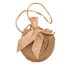 Load image into Gallery viewer, Woven Rattan Bag Round Straw Shoulder Bag Small Beach HandBags Women Summer Hollow Handmade Messenger Crossbody Bags