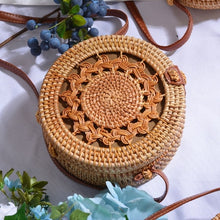 Load image into Gallery viewer, Woven Rattan Bag Round Straw Shoulder Bag Small Beach HandBags Women Summer Hollow Handmade Messenger Crossbody Bags