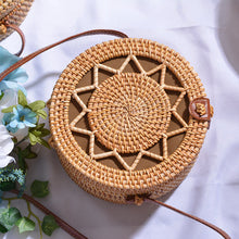 Load image into Gallery viewer, Woven Rattan Bag Round Straw Shoulder Bag Small Beach HandBags Women Summer Hollow Handmade Messenger Crossbody Bags