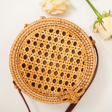 Load image into Gallery viewer, Woven Rattan Bag Round Straw Shoulder Bag Small Beach HandBags Women Summer Hollow Handmade Messenger Crossbody Bags