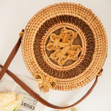 Load image into Gallery viewer, Woven Rattan Bag Round Straw Shoulder Bag Small Beach HandBags Women Summer Hollow Handmade Messenger Crossbody Bags