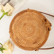 Load image into Gallery viewer, Woven Rattan Bag Round Straw Shoulder Bag Small Beach HandBags Women Summer Hollow Handmade Messenger Crossbody Bags