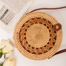 Load image into Gallery viewer, Woven Rattan Bag Round Straw Shoulder Bag Small Beach HandBags Women Summer Hollow Handmade Messenger Crossbody Bags