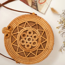 Load image into Gallery viewer, Woven Rattan Bag Round Straw Shoulder Bag Small Beach HandBags Women Summer Hollow Handmade Messenger Crossbody Bags