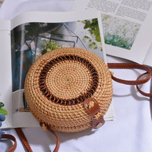 Load image into Gallery viewer, Woven Rattan Bag Round Straw Shoulder Bag Small Beach HandBags Women Summer Hollow Handmade Messenger Crossbody Bags