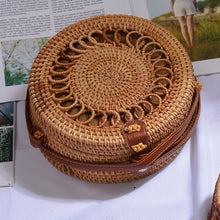 Load image into Gallery viewer, Woven Rattan Bag Round Straw Shoulder Bag Small Beach HandBags Women Summer Hollow Handmade Messenger Crossbody Bags