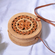 Load image into Gallery viewer, Woven Rattan Bag Round Straw Shoulder Bag Small Beach HandBags Women Summer Hollow Handmade Messenger Crossbody Bags