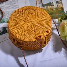 Load image into Gallery viewer, Woven Rattan Bag Round Straw Shoulder Bag Small Beach HandBags Women Summer Hollow Handmade Messenger Crossbody Bags
